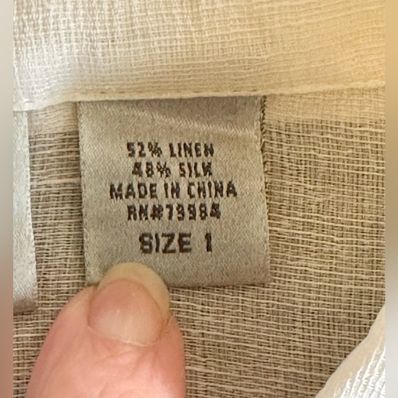 Chico’s | Semi-Sheer Silk & Linen Button Down Shirt, 3/4 Sleeves, Size M - Picture 5 of 7